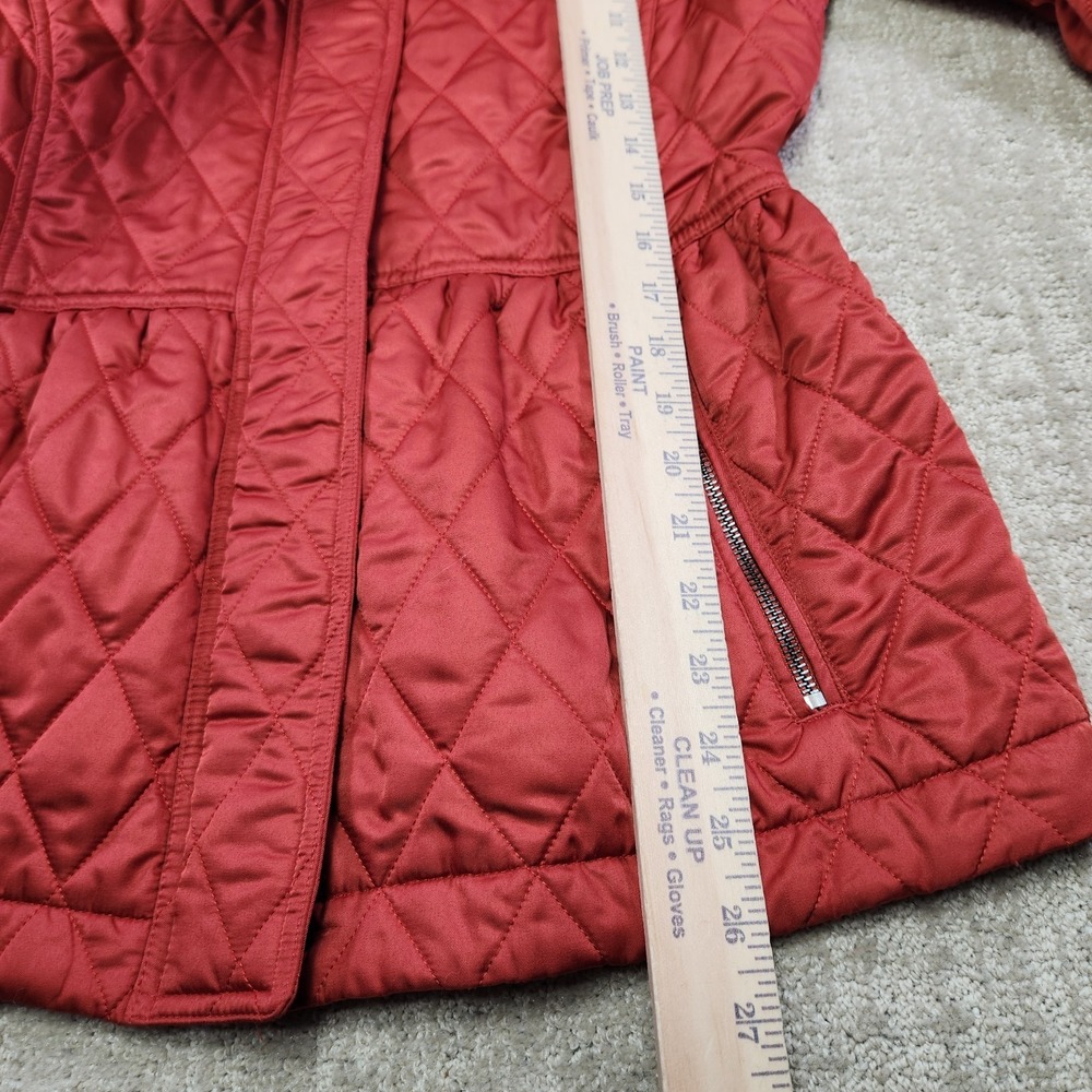 Burberry Brit Jacket Women Medium Diamond Quilted Red Nova Check Lined Full Zip - Picture 7 of 14